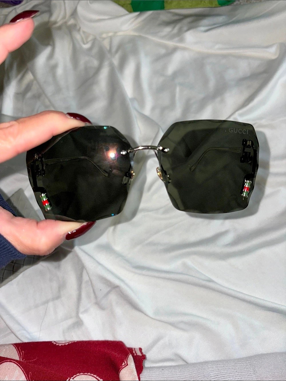 Inspired Square Rimless Sunglasses Black & Green